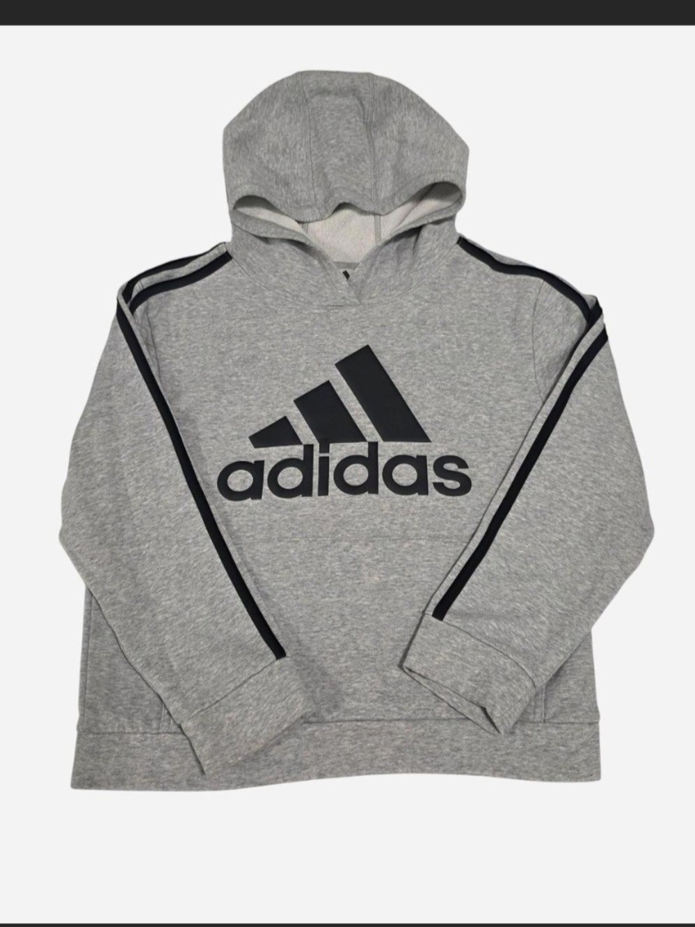 Adidas Grey Hoodie with Black Logo Medium